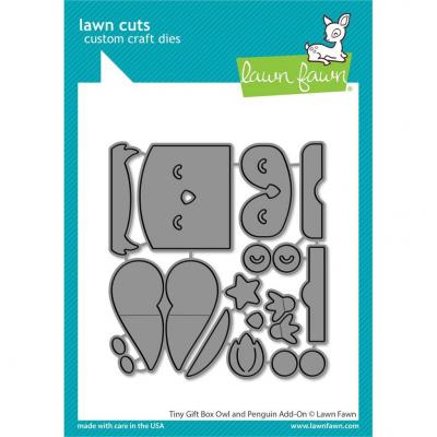 Lawn Fawn Cutting Dies - Tiny Gift Box Owl and Penguin Add-On